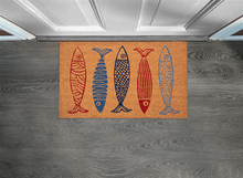 Load image into Gallery viewer, Blue &amp; Red Sardine Coir Doormat