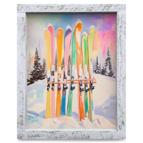 Art-Lake/Lodge-Colorful Skis & Pines