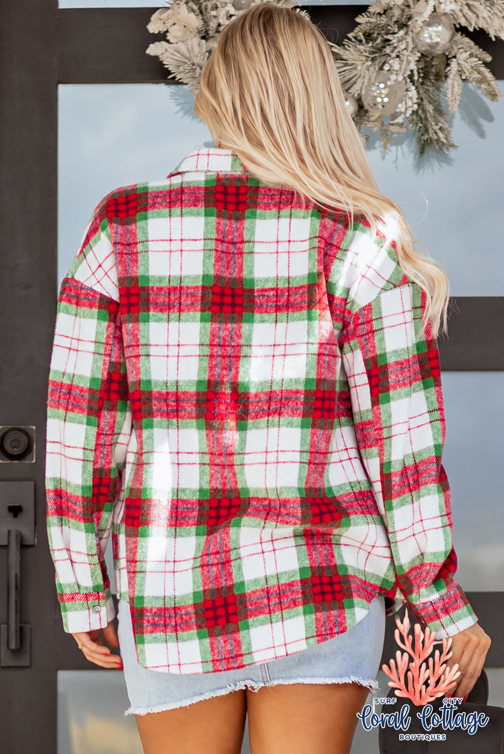 Red Christmas Plaid Flannel Shacket