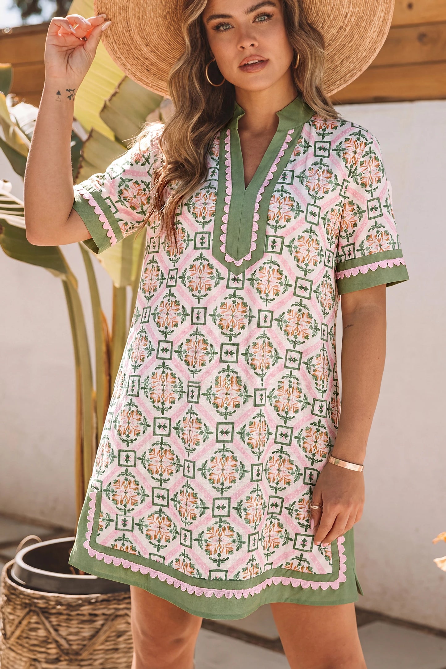 Boho Geo Flower Dress