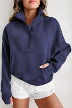 Load image into Gallery viewer, Fleece Lined Quarter Zip Pocket Crewneck Pullover