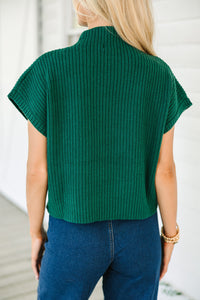 Green Knit Short Sleeve Sweater
