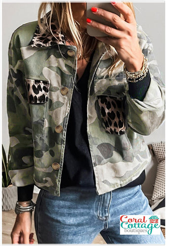 Camo Leopard Crop Jacket
