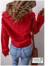 Load image into Gallery viewer, Red V-Neck Ribbed Sweater