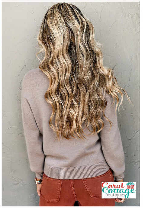 Floral Sleeve Round Neck Sweater