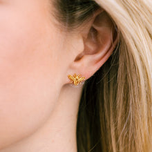 Load image into Gallery viewer, Southern Gates Gold Plated Bee Stud Earrings