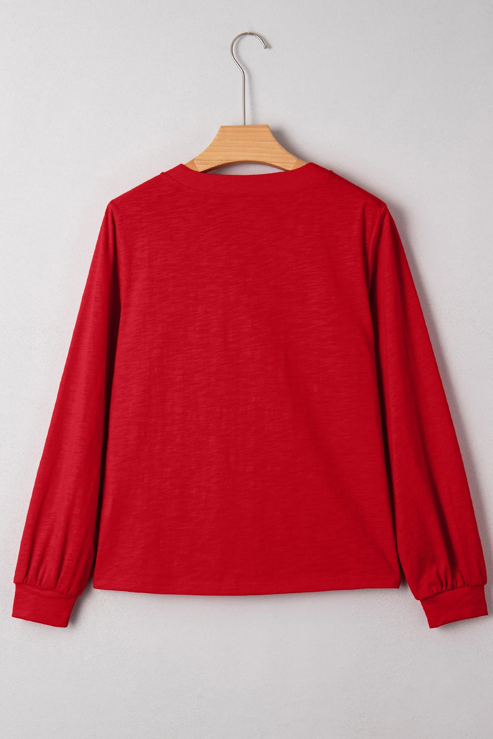 Red V-Neck Long Sleeve Top