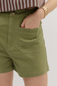 Solid High Waist Shorts