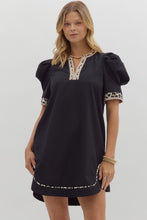 Load image into Gallery viewer, Leopard Lined Black Dress
