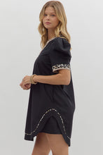 Load image into Gallery viewer, Leopard Lined Black Dress
