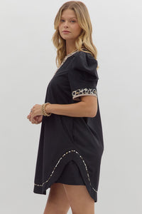 Leopard Lined Black Dress