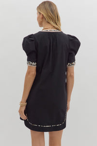 Leopard Lined Black Dress