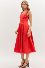 Load image into Gallery viewer, Square Neck Red Dress