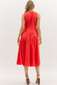 Square Neck Red Dress
