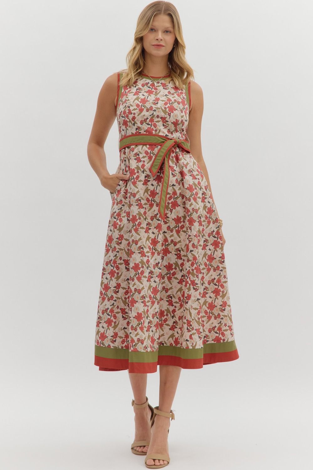 Midi Floral Sleeveless Dress