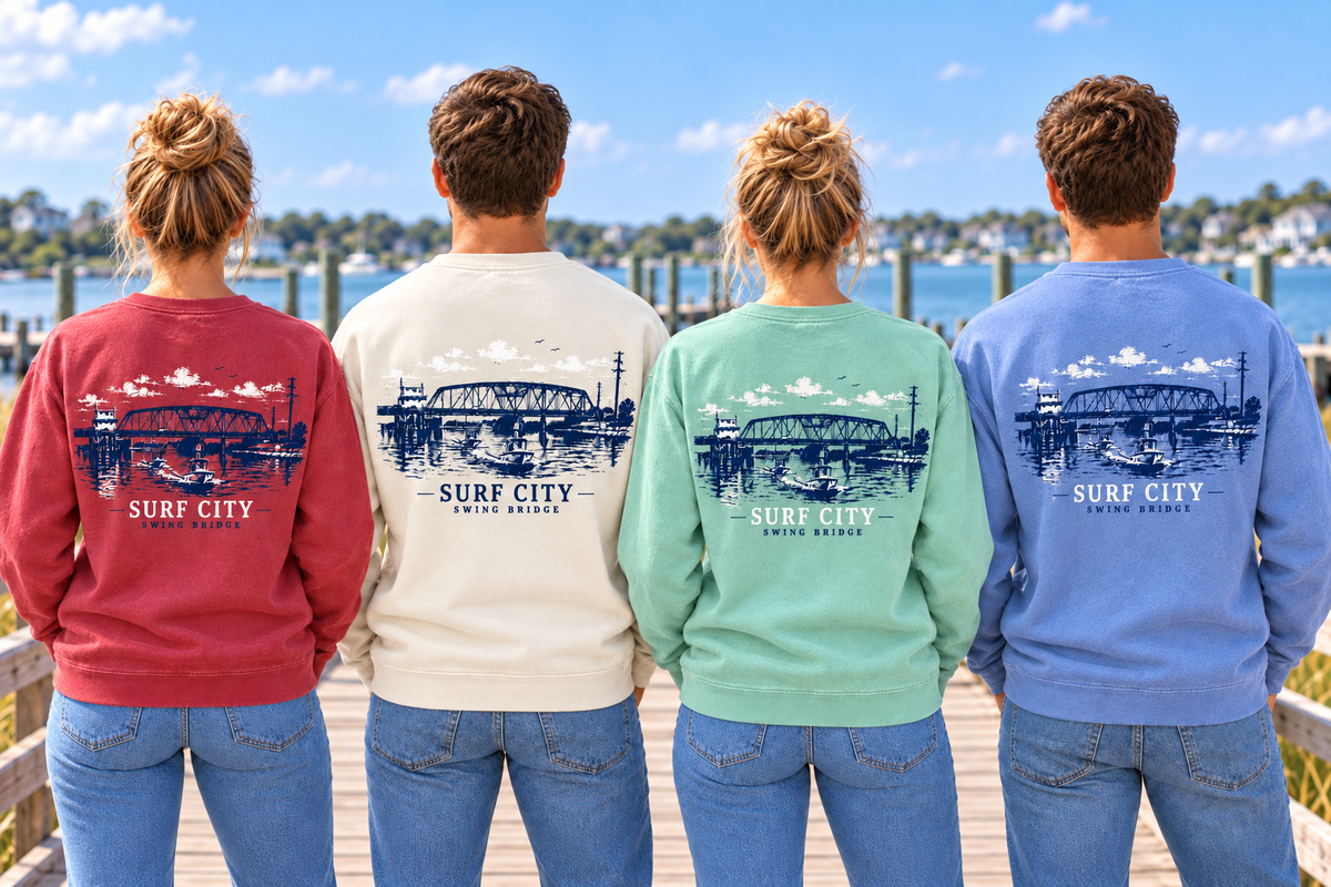 Surf City Swing Bridge Crewneck Sweatshirt