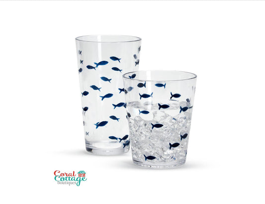 Blue Fish Acrylic Drinking Glass