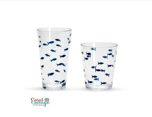 Blue Fish Acrylic Drinking Glass