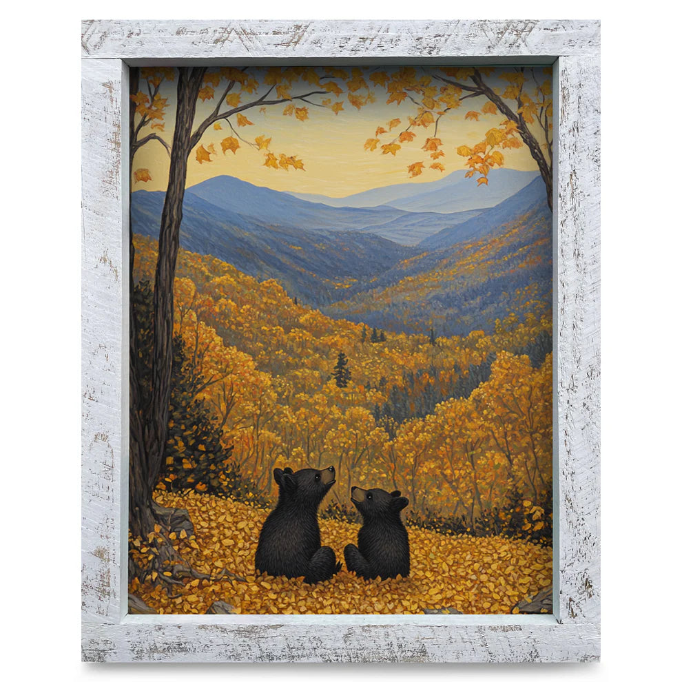 Art-Lake/Lodge-Golden Fall Black Bear Cubs