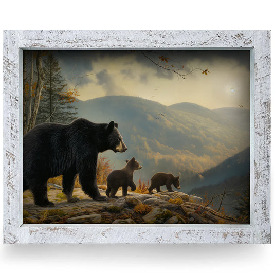 Art-Lake/Lodge-Hazy Black Bear Family