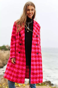 TEXTURED KNIT TWEED DOUBLE BUTTON COAT