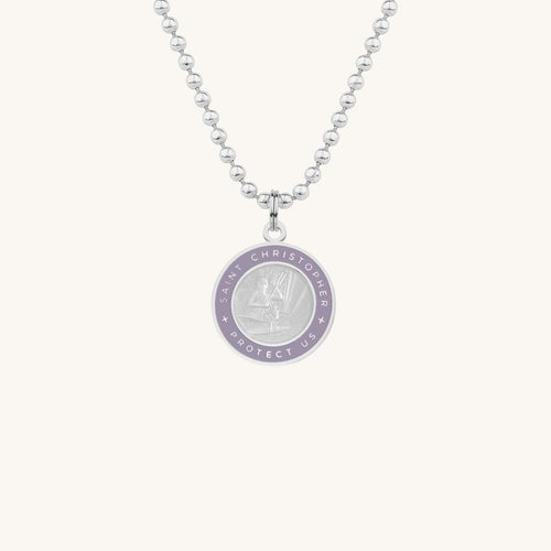 Get Back Necklace - St Christopher - Small - Silver/Lavender
