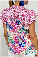 Load image into Gallery viewer, Pink Floral Cap Sleeve Top