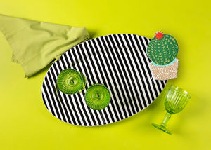Happy Everything Big Oval Platter - Black Stripe