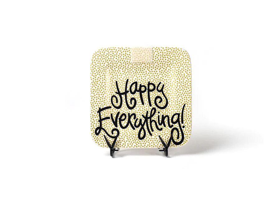 Happy Everything Mini Square Platter - Gold Small Dot
