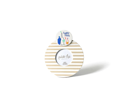 Happy Everything Round Frame - Neutral Stripe