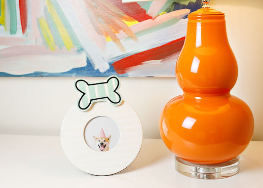 Happy Everything Round Frame - White Stripe