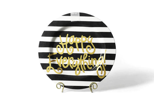 Happy Everything Round Platter - Black Stripe