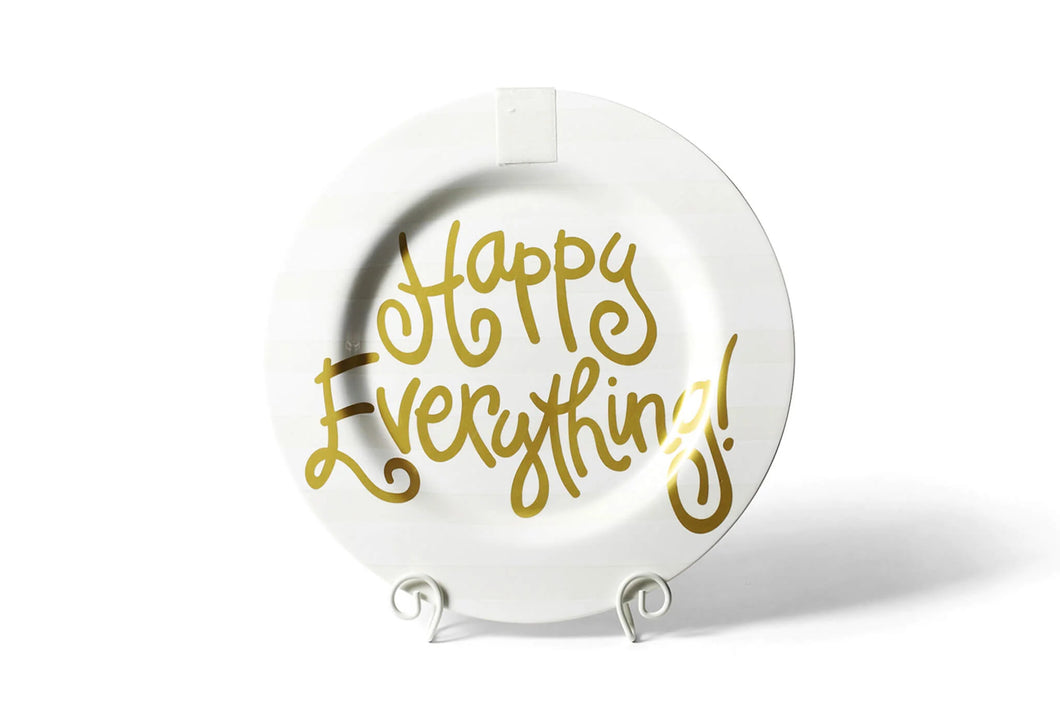 Happy Everything Round Platter - White Stripe
