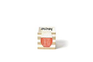 Happy Everything Medium Nesting Cube - Neutral Stripe