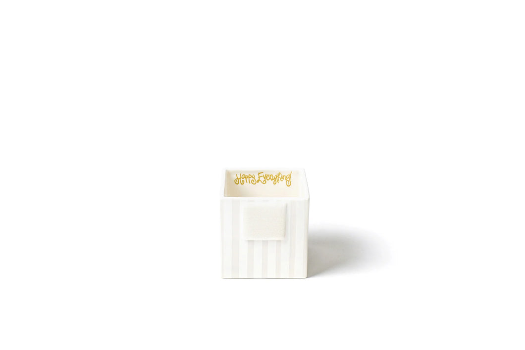 Happy Everything Small Mini Cube - White Stripe