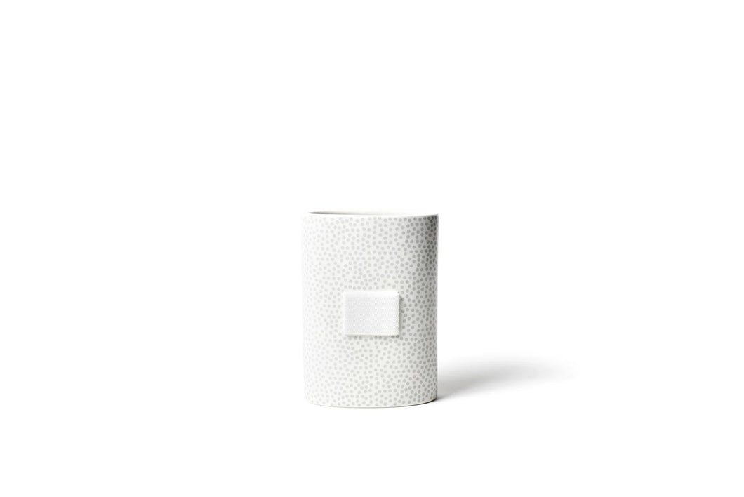 Happy Everything Mini Oval Vase-White Small Dot