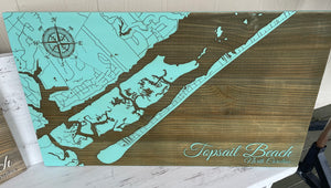 Topsail Island Fire & Pine Map - ON ORDER NOT IN STOCK YET