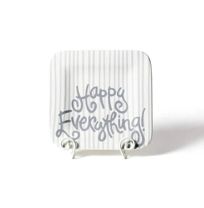 Happy Everything Mini Square Platter - Stone Skinny Stripe
